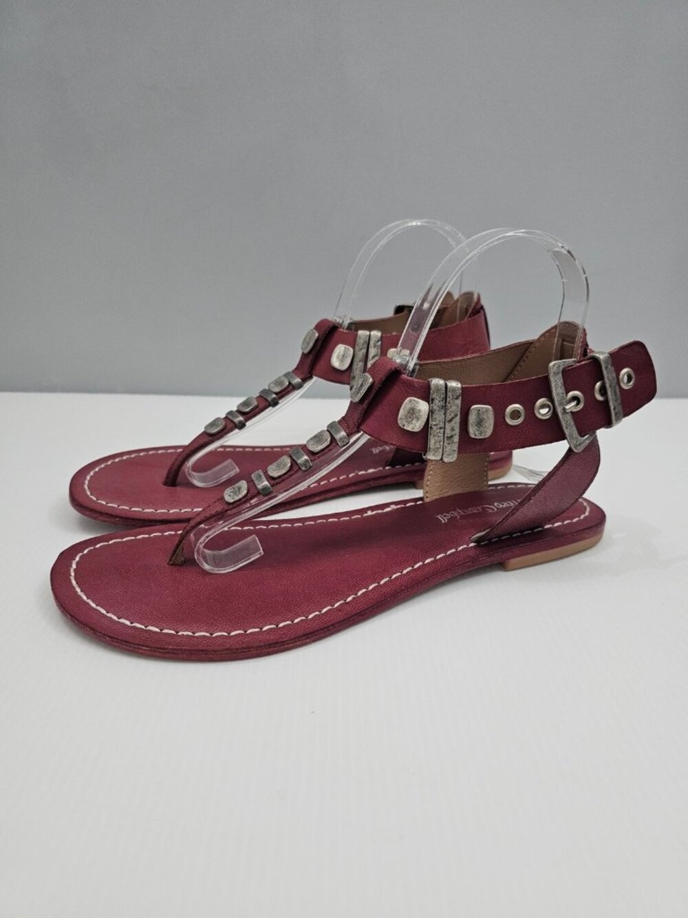 Jeffrey Campbell Leif Roman Gladiator Sandal Womens 8 Red Leather T Strap Thong